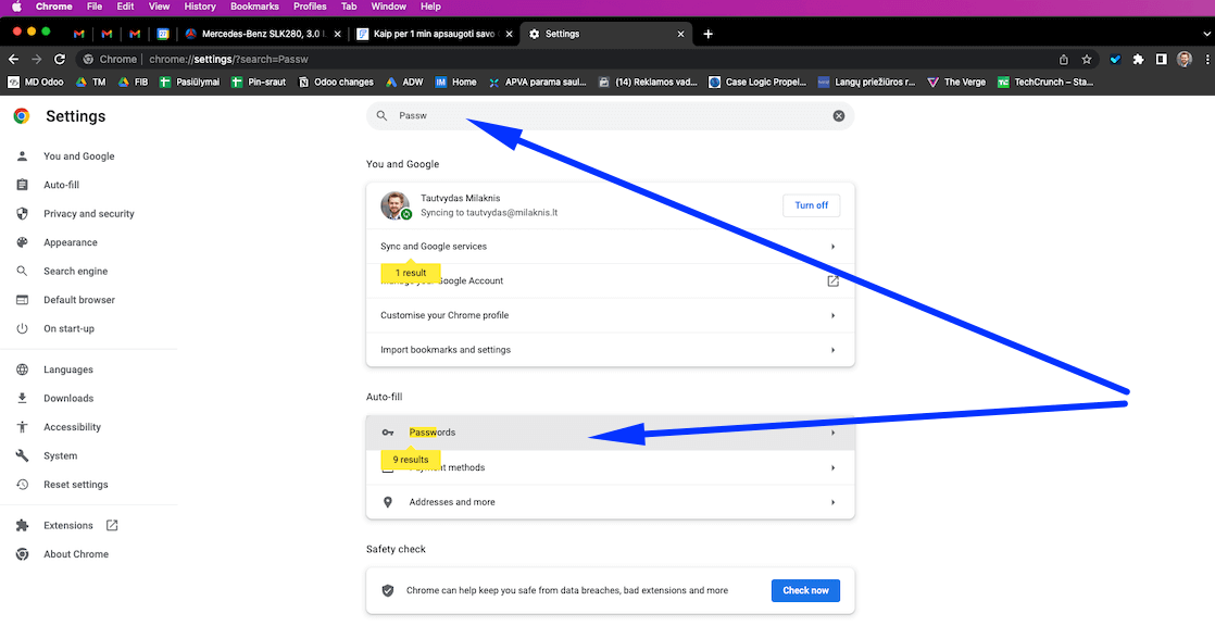 Kompiuteris slaptažodis nustatymai Google chrome visi slaptažodžiai